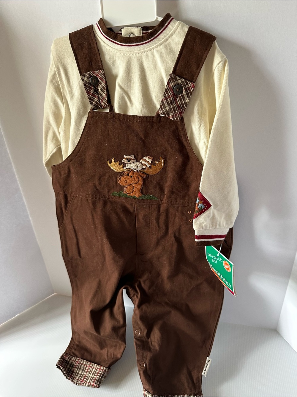 Healthtex Baby 18M NWT Moose Raccoon Overalls 2 Piece Outfit